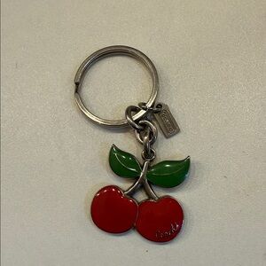 Vintage Coach Red and Green Cherry Keychain